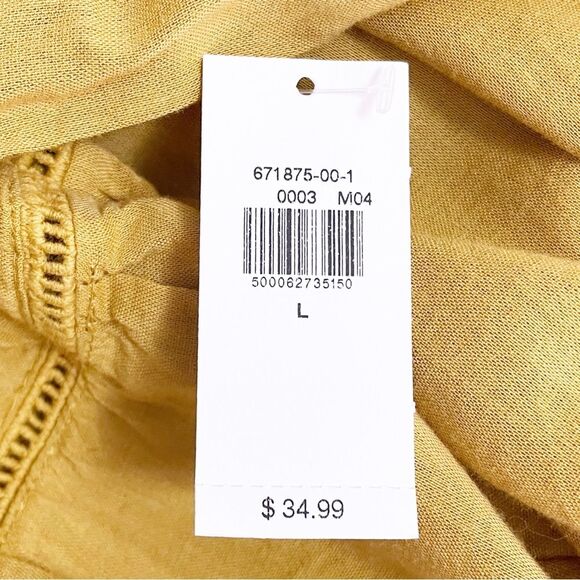 NWT Old Navy Square-Neck Tiered Swing Top Size Large Boho Blouse Mustard Yellow - Picture 9 of 12